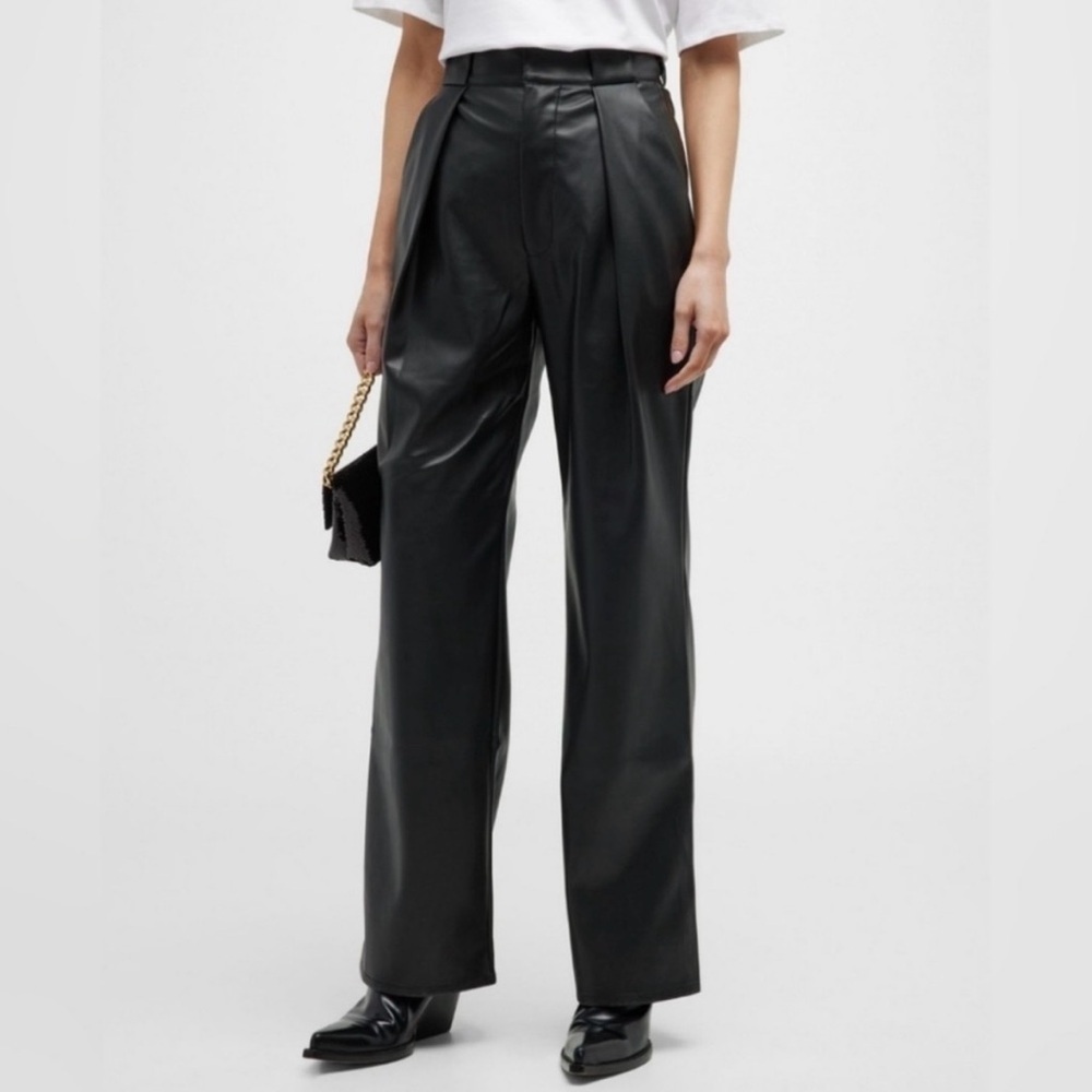 MOTHER High Waisted Tunnel Vision Pleated Prep Sneak Feaux Leather Pants Size 27